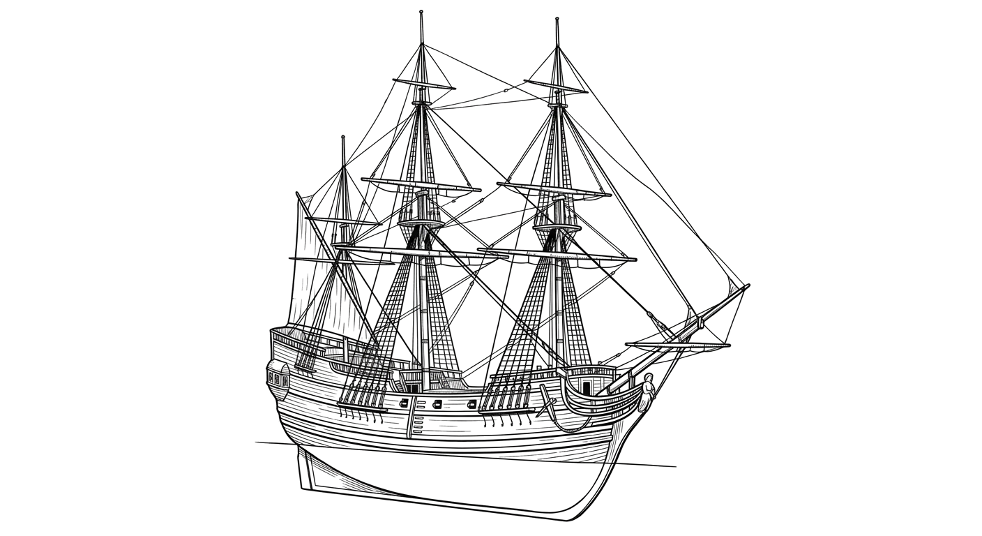 Engraved line drawing of the Henrietta Marie