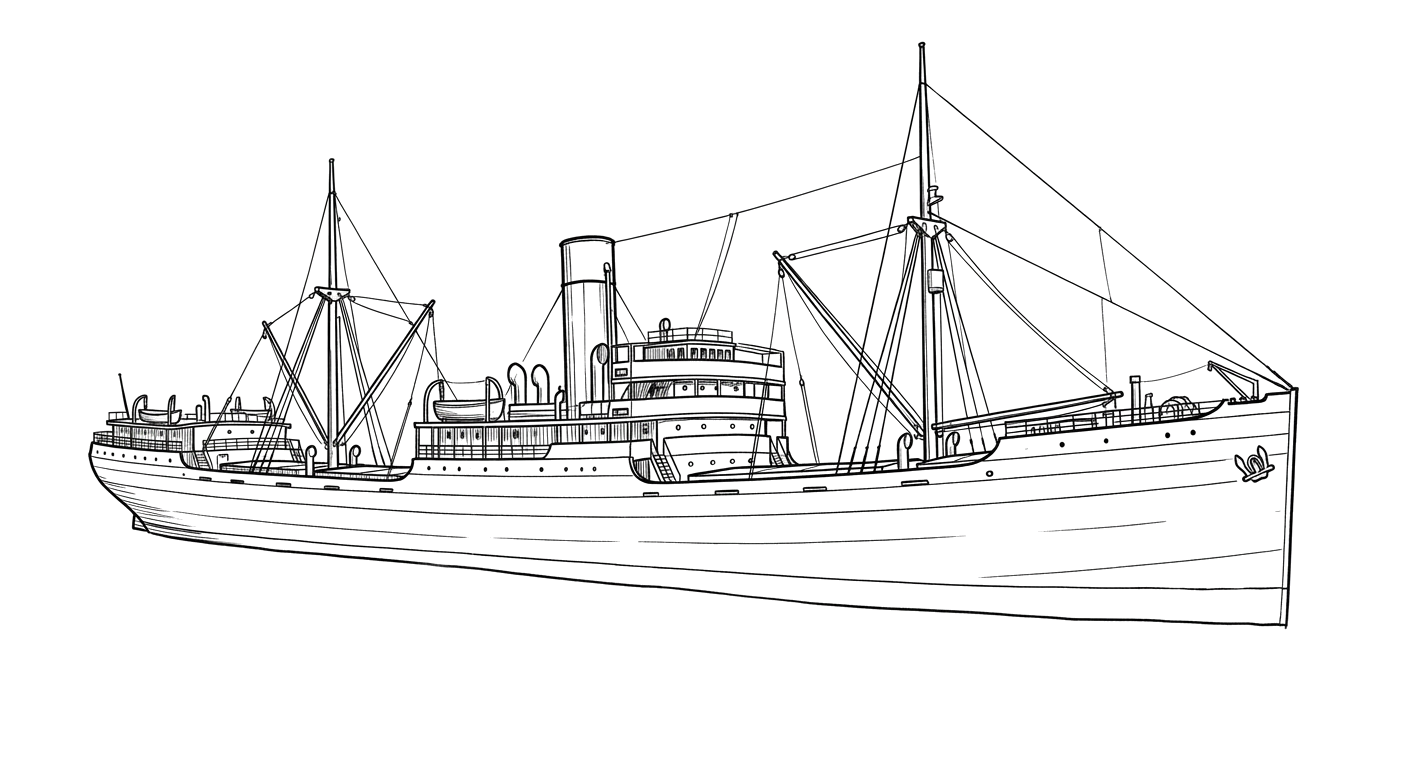 Engraved line drawing of the SS Ohioan