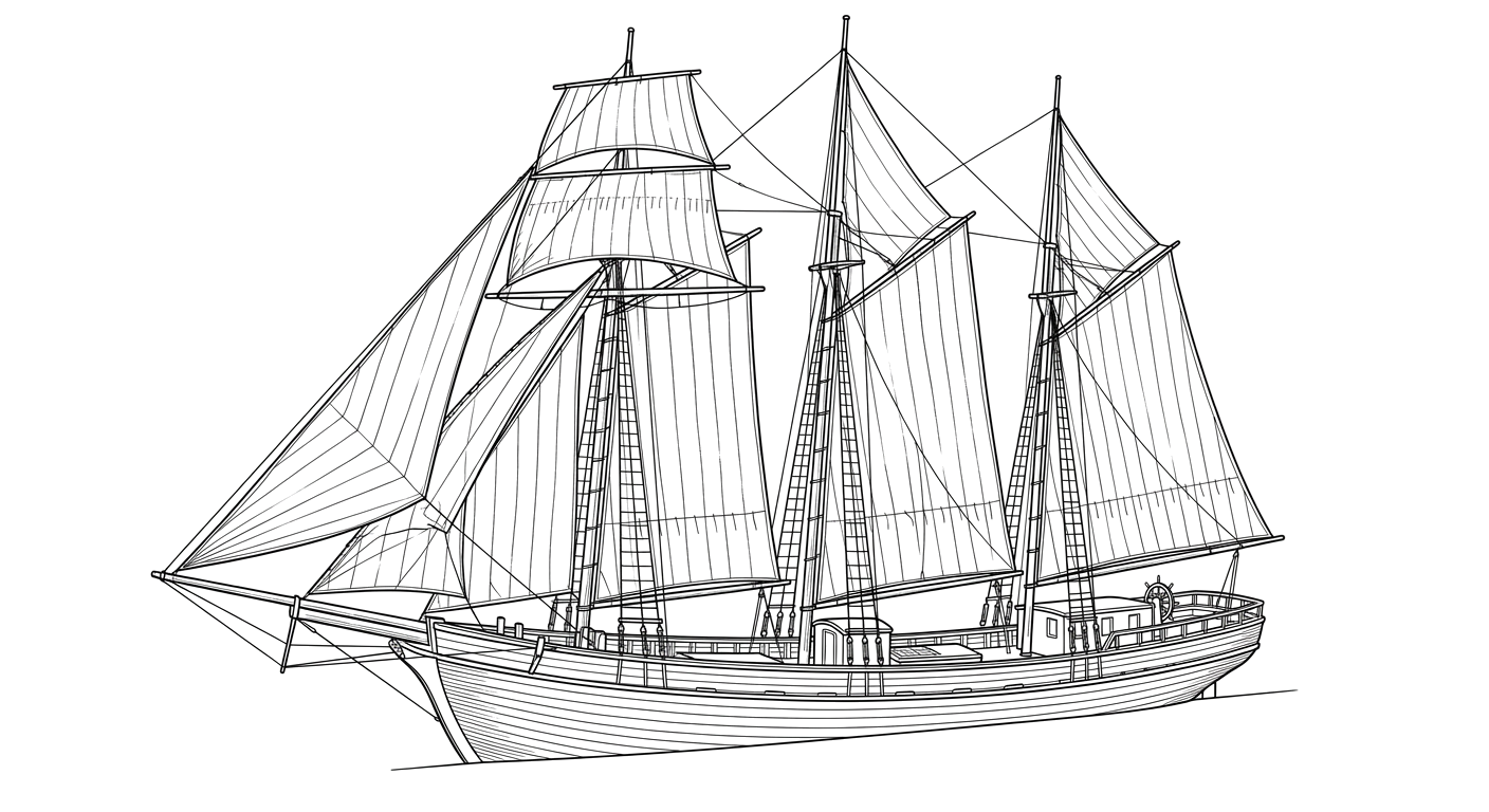 Engraved line drawing of the American