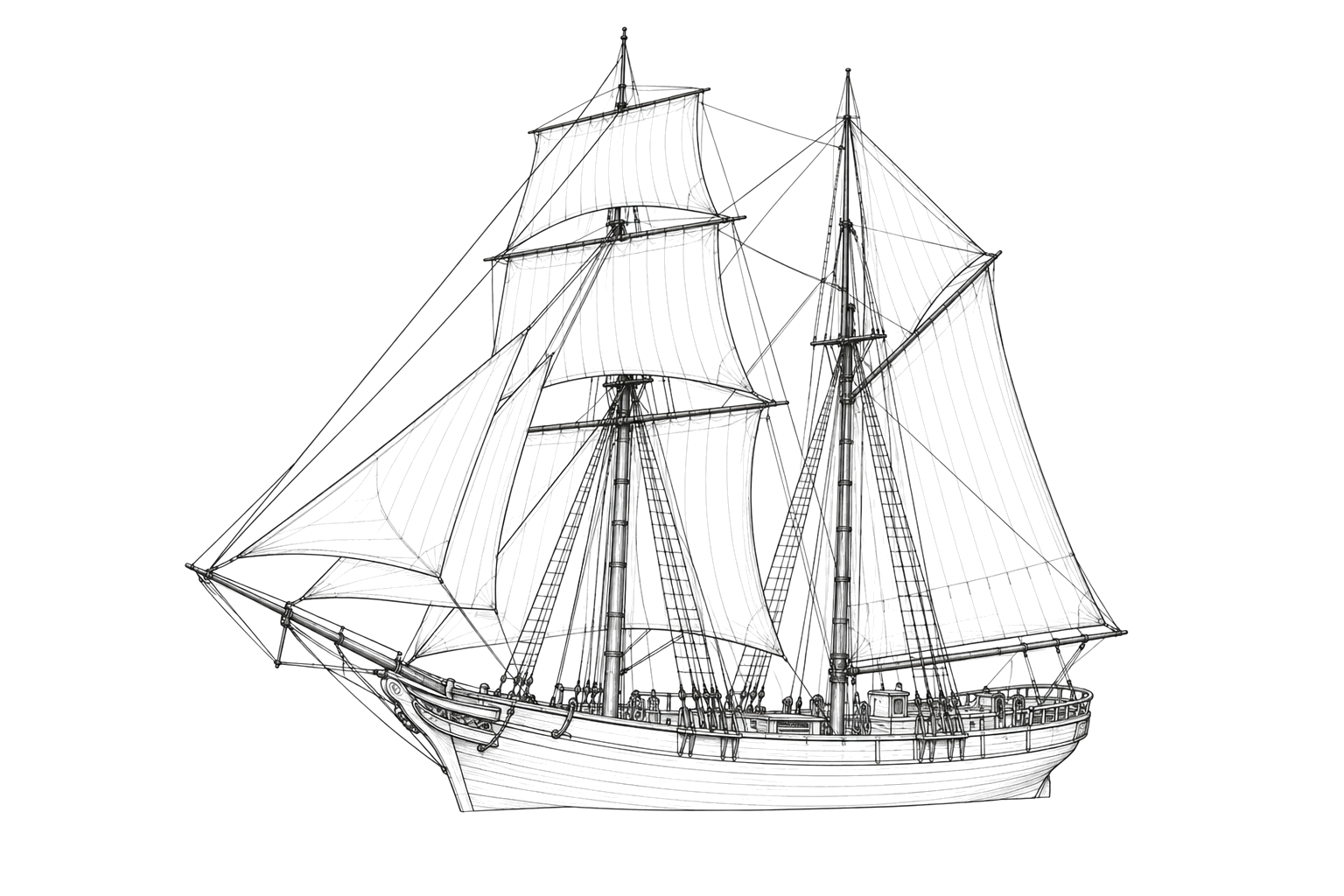 Engraved line drawing of the Belle