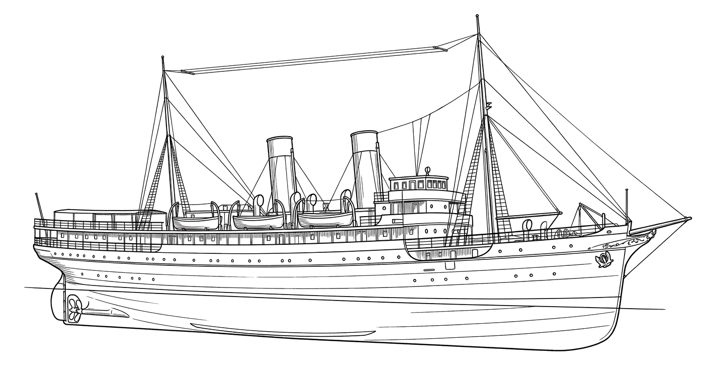 Engraved line drawing of the SS Princess Victoria