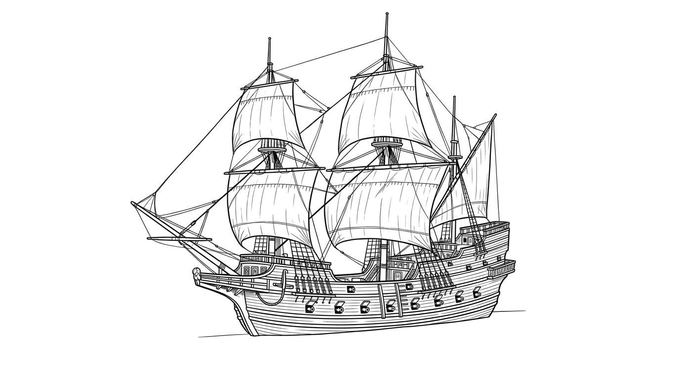Engraved line drawing of the Santa Margarita