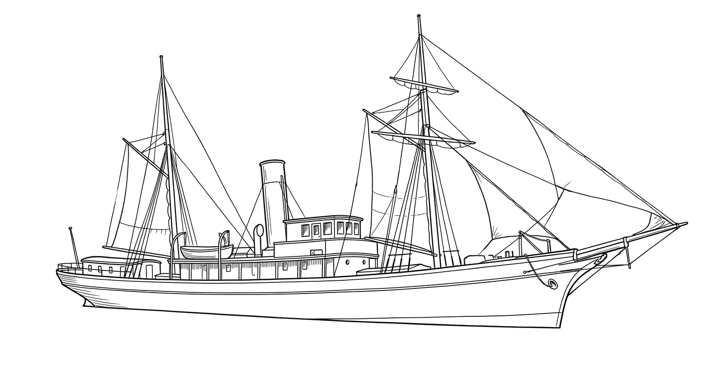 Engraved line drawing of the Vernon