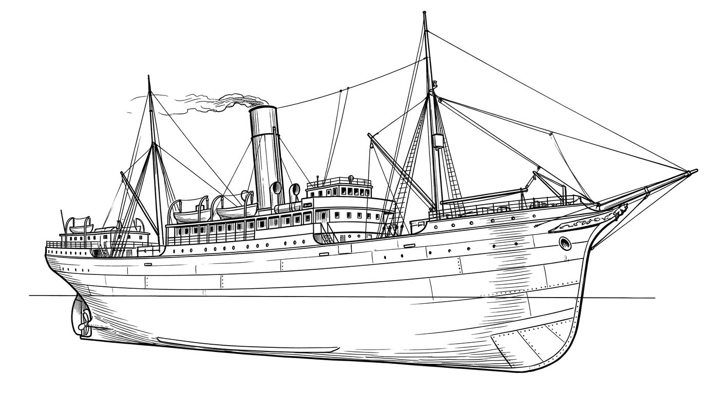 Engraved line drawing of the SS Wisconsin