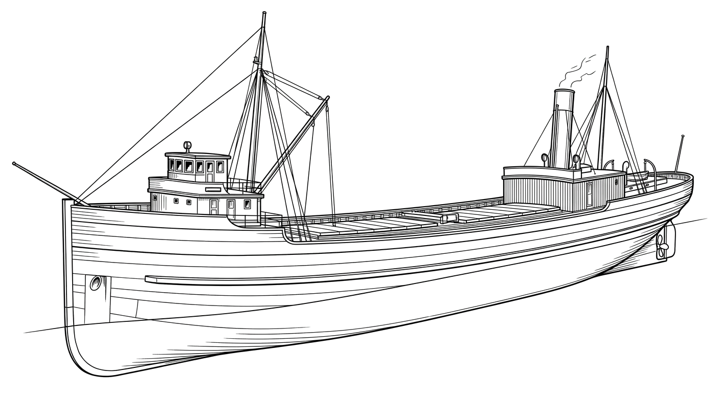 Engraved line drawing of the David W. Mills