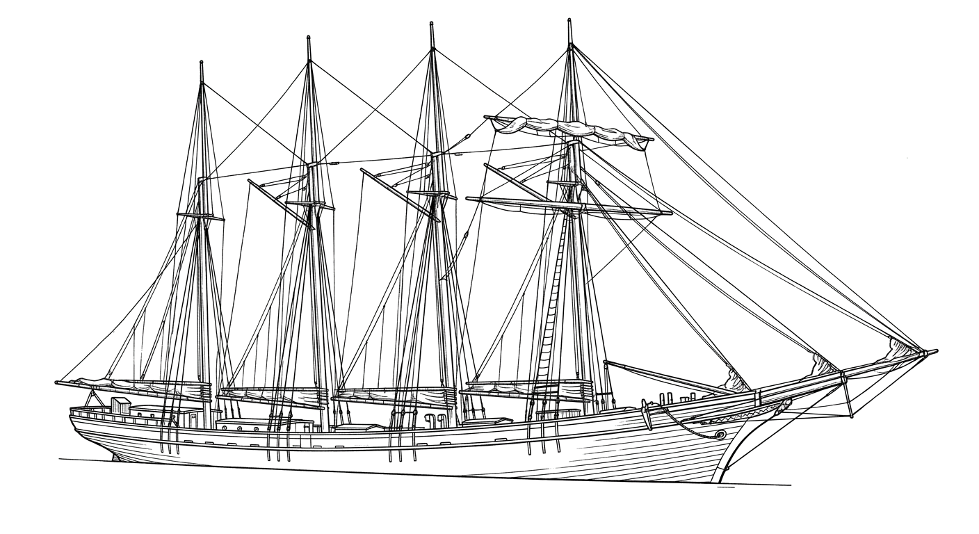 Engraved line drawing of the Alice M. Colburn