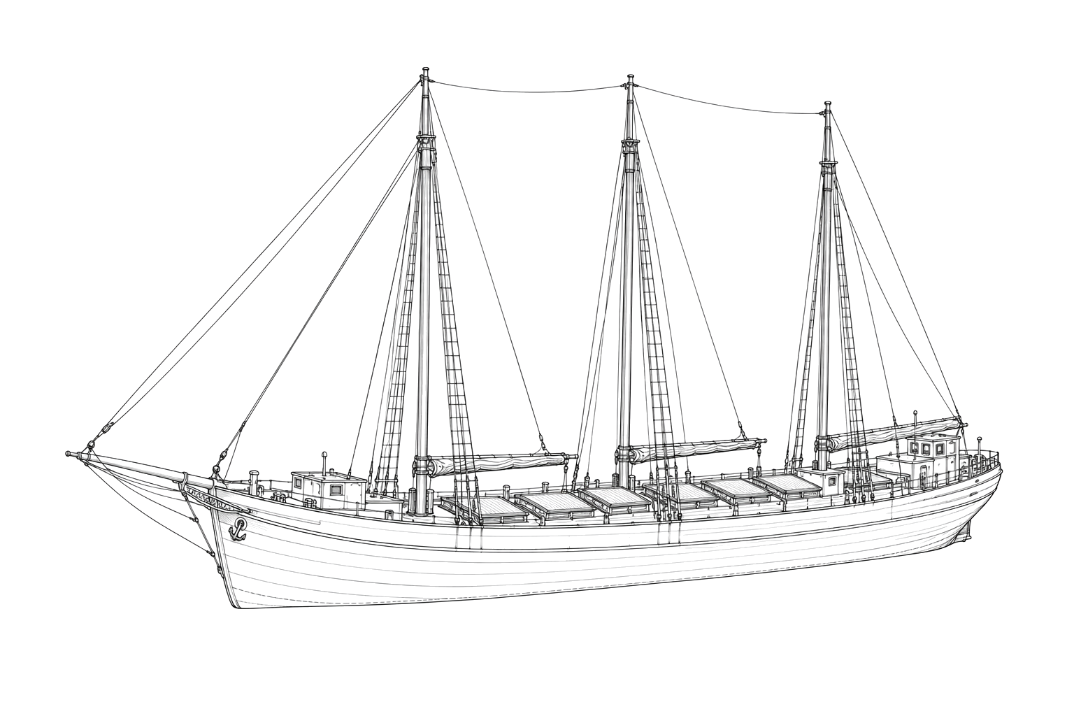 Engraved line drawing of the Maurice R. Shaw