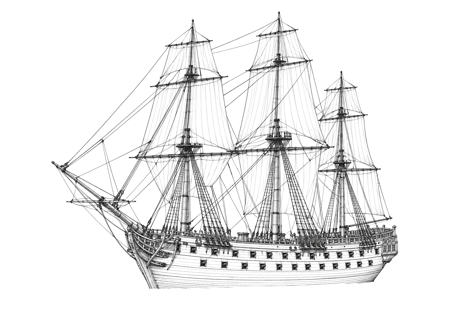 Engraved line drawing of the HMS Convert