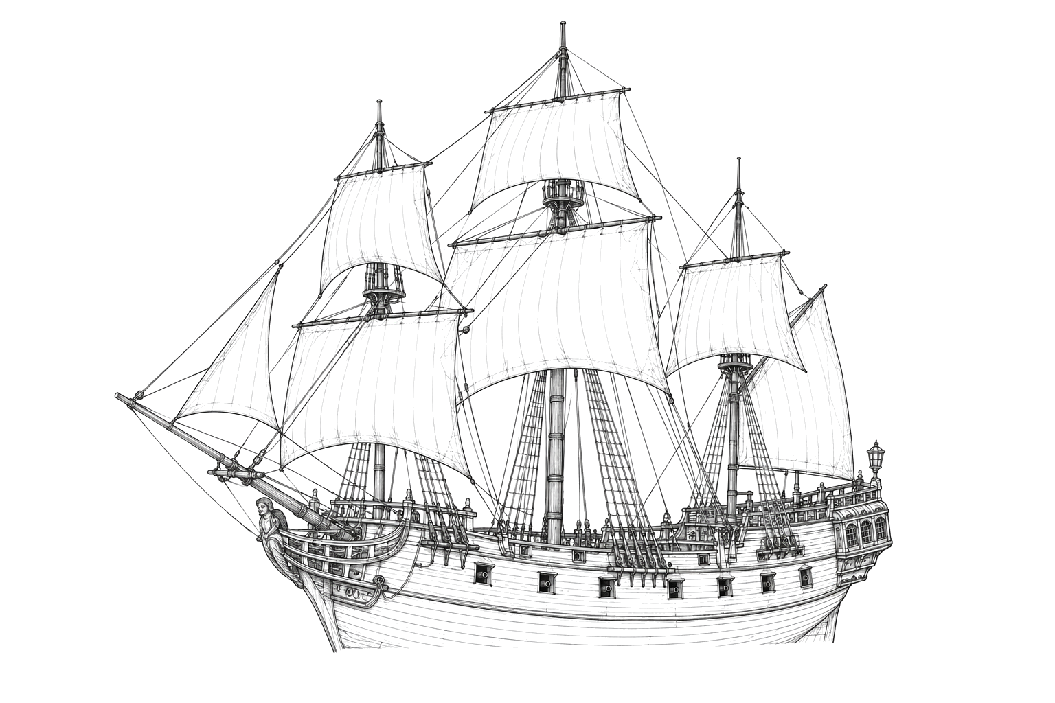 Engraved line drawing of the La Fortuna