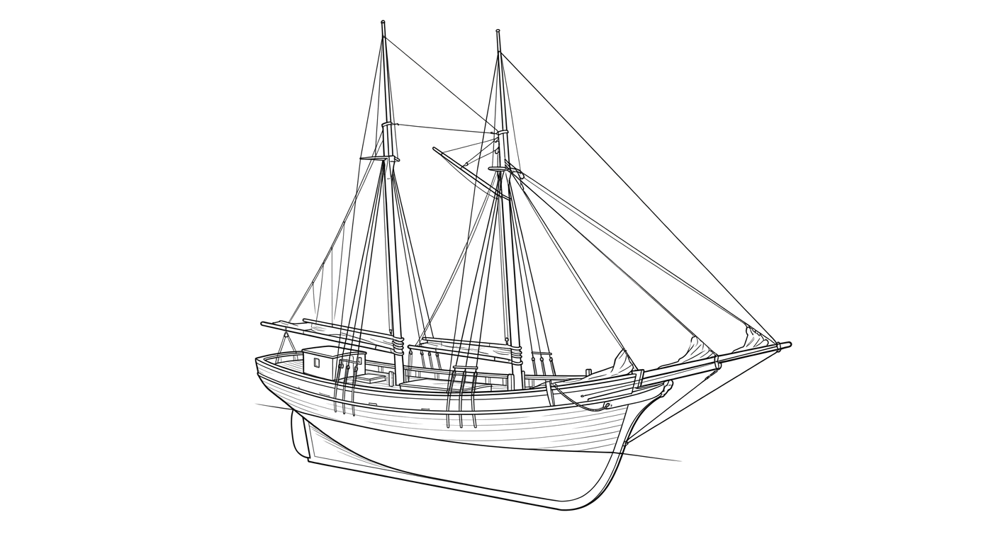 Engraved line drawing of the Ocean Wave