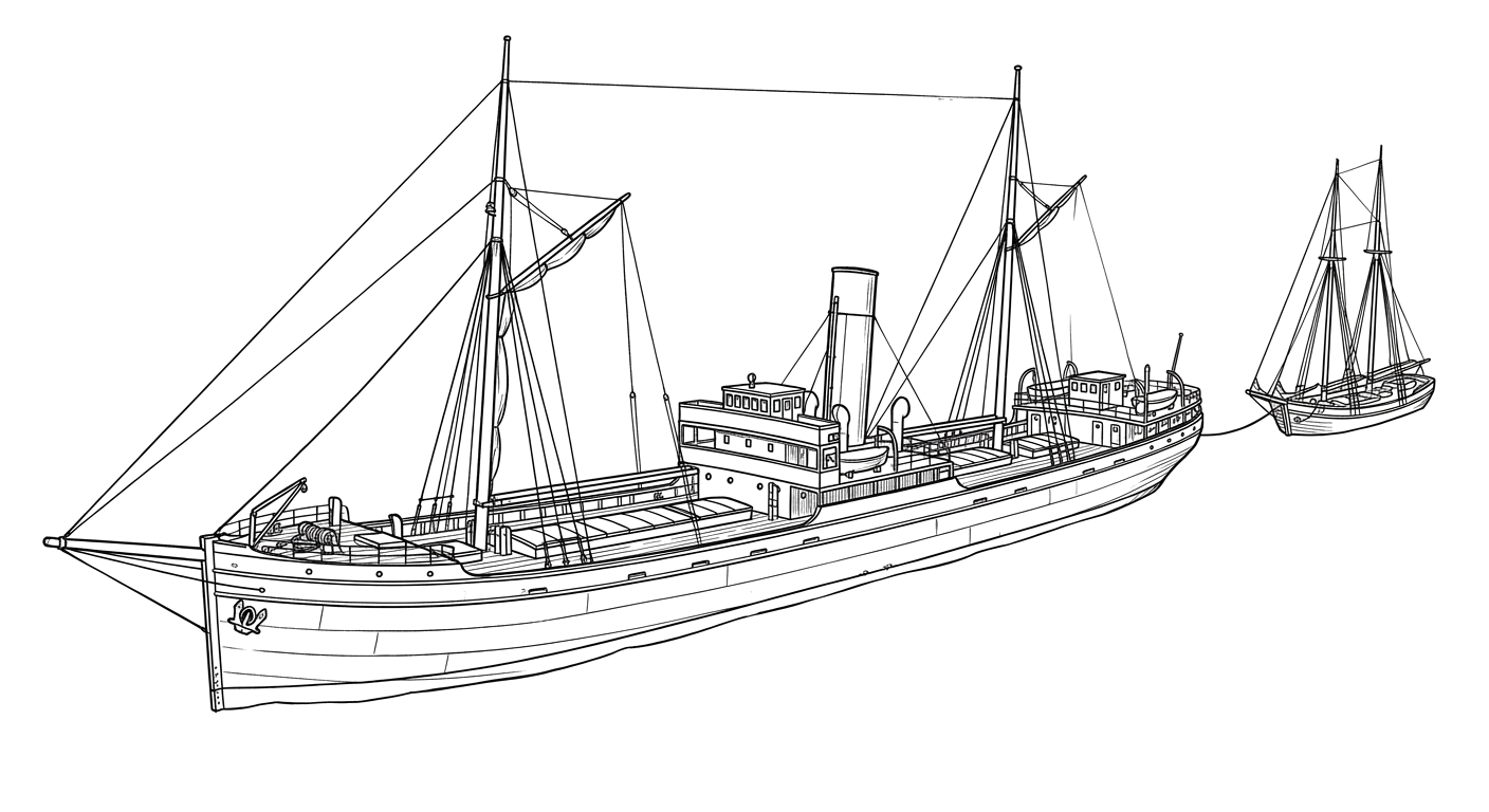 Engraved line drawing of the SS Australasia