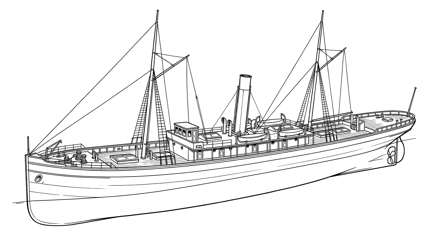 Engraved line drawing of the Delaware