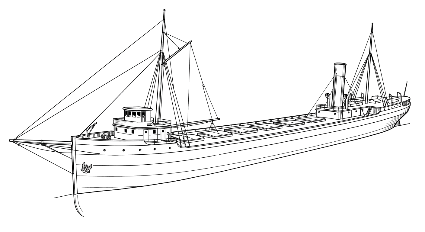 Engraved line drawing of the William H. Barnum