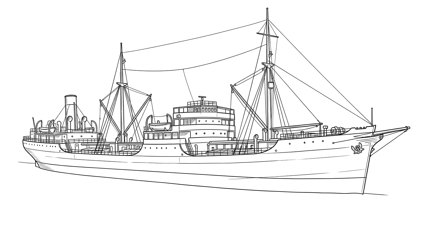 Engraved line drawing of the SS W.D. Anderson