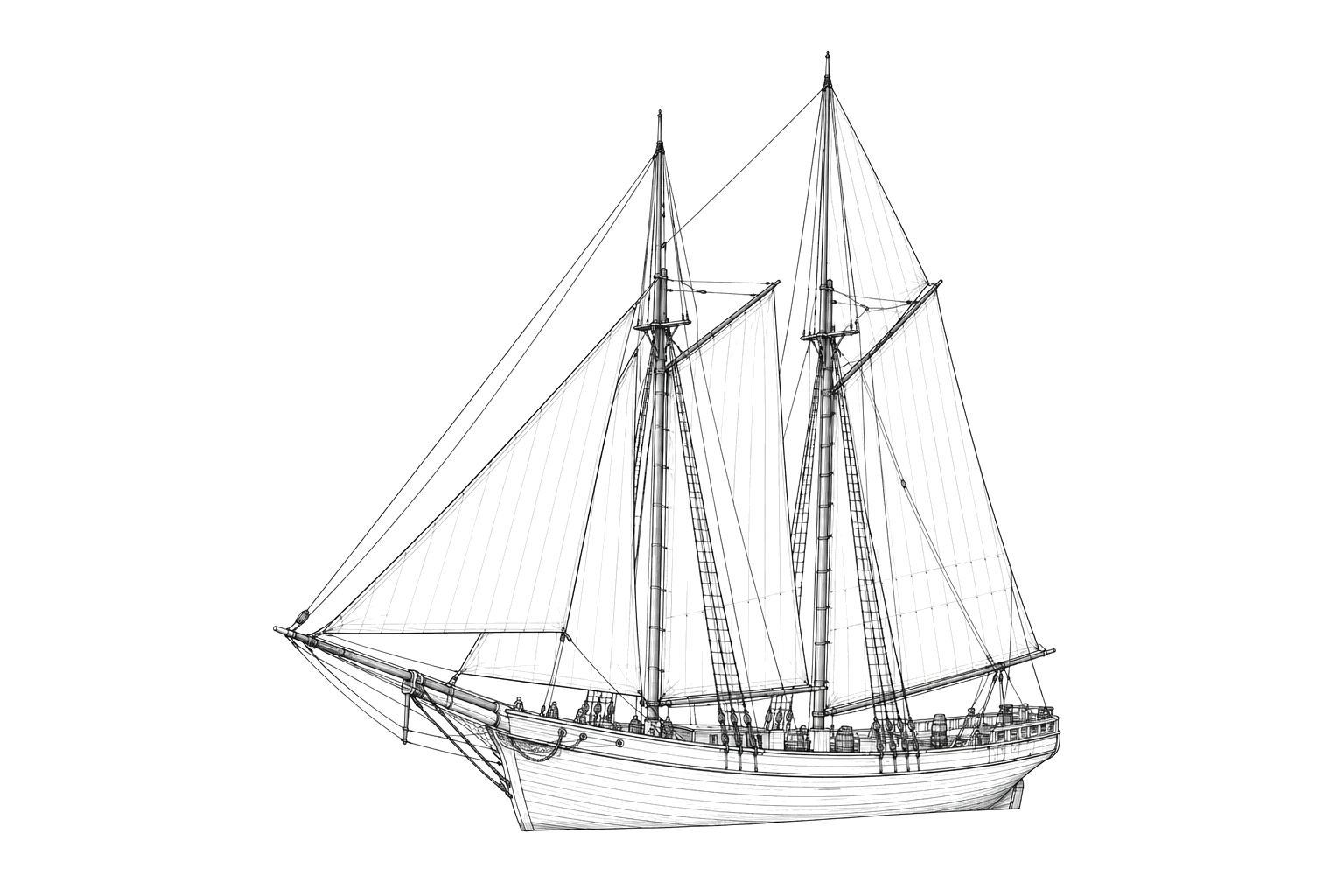 Engraved line drawing of the Sea Bird