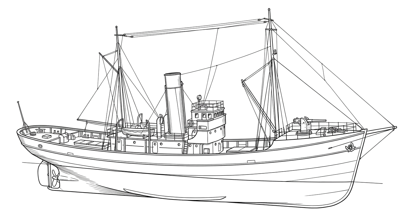 Engraved line drawing of the HMS Pentland Firth