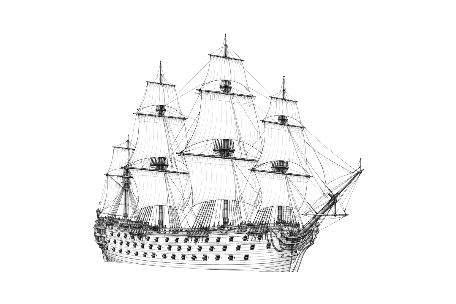 Engraved line drawing of the Prudent