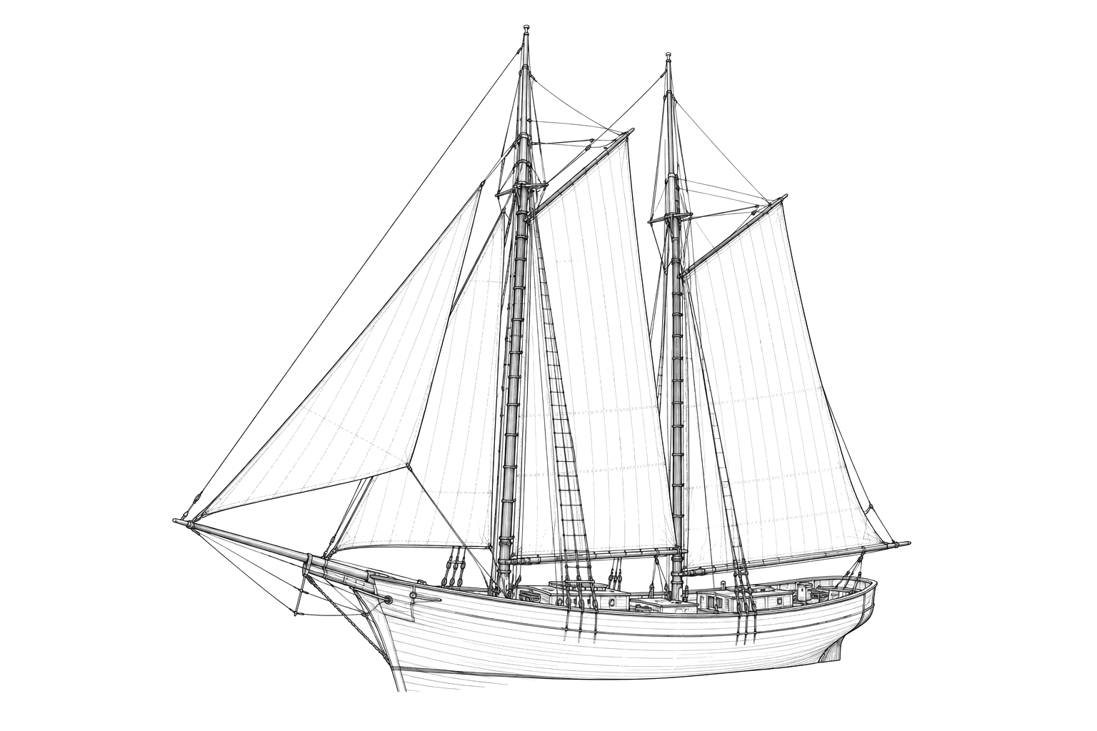Engraved line drawing of the William T. Graves