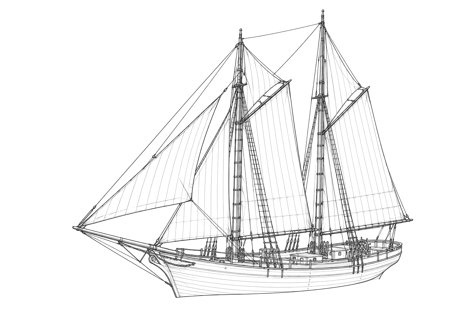 Engraved line drawing of the Santa Rosa