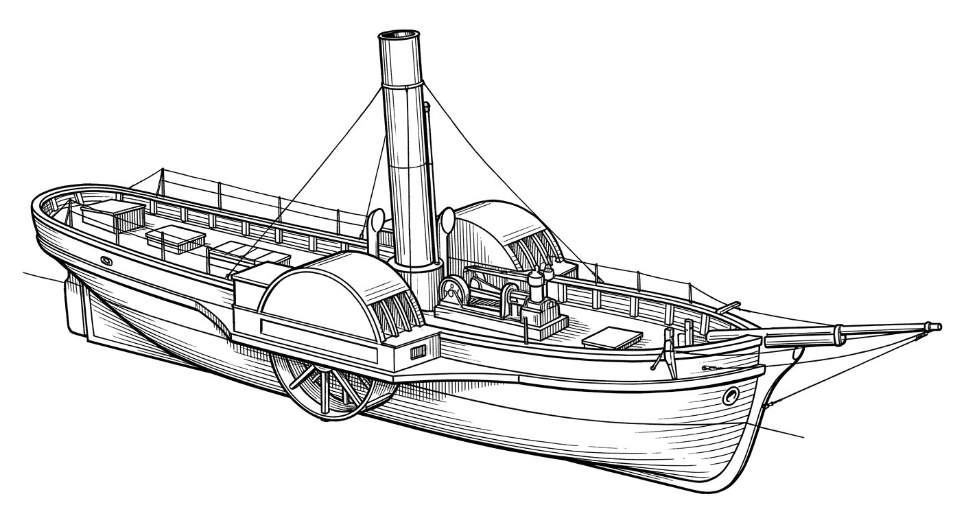 Engraved line drawing of the Columbus