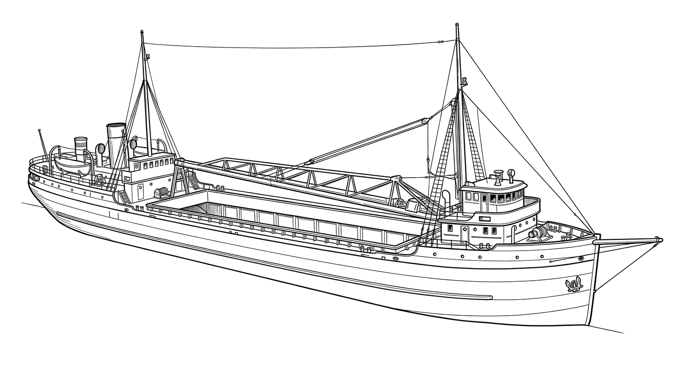 Engraved line drawing of the Material Service