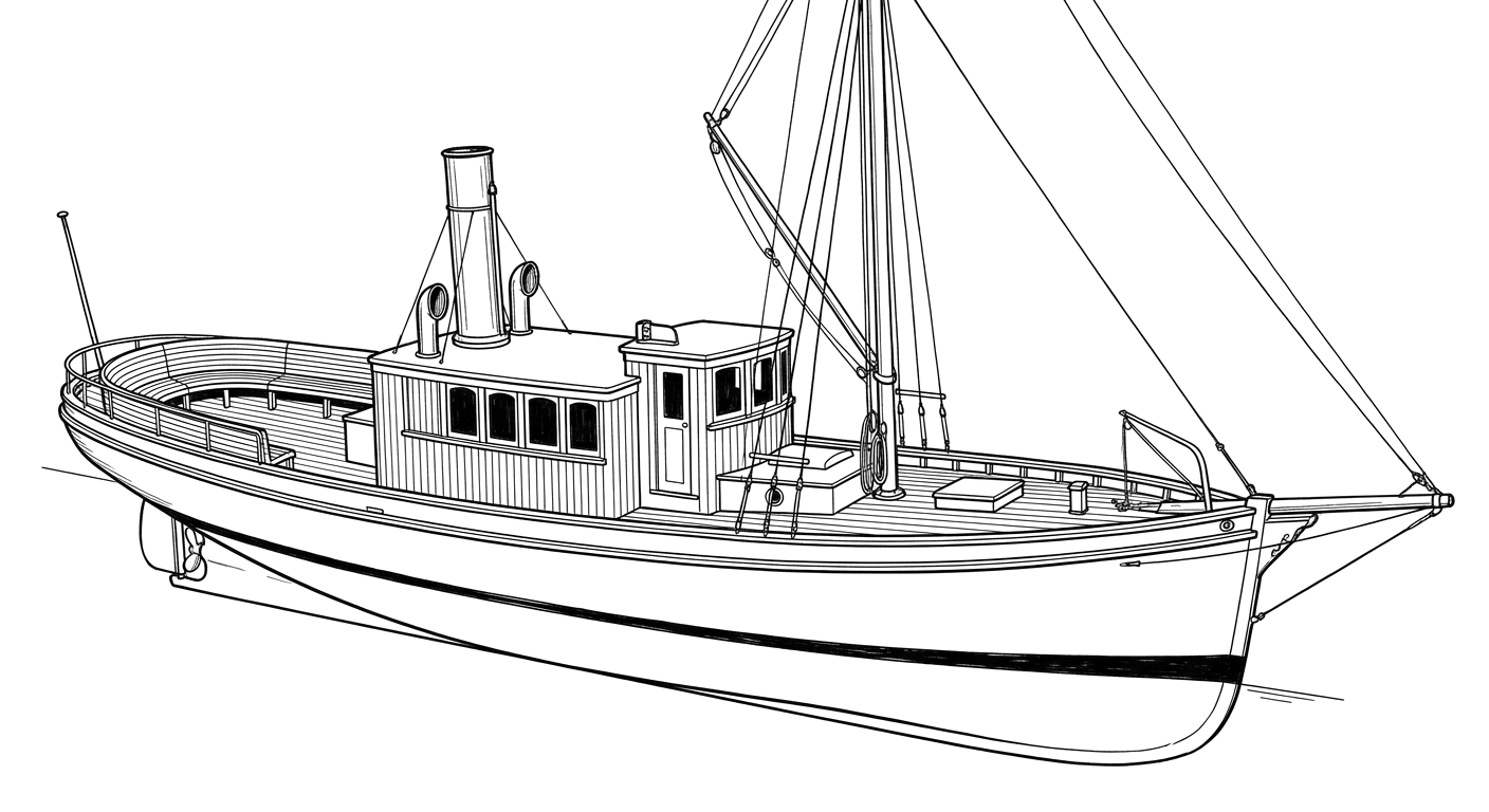 Engraved line drawing of the Falcon