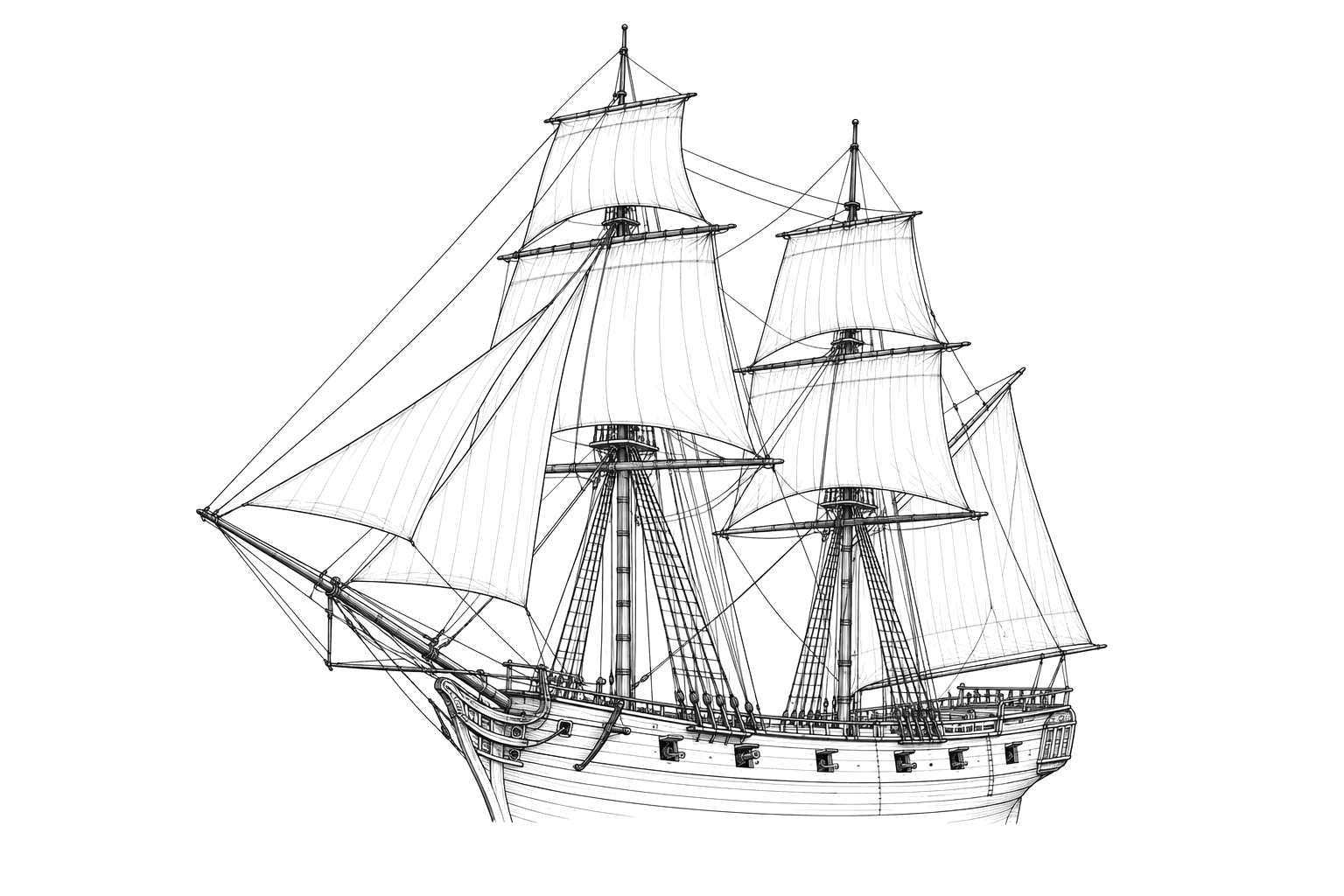 Engraved line drawing of the USS Diligent