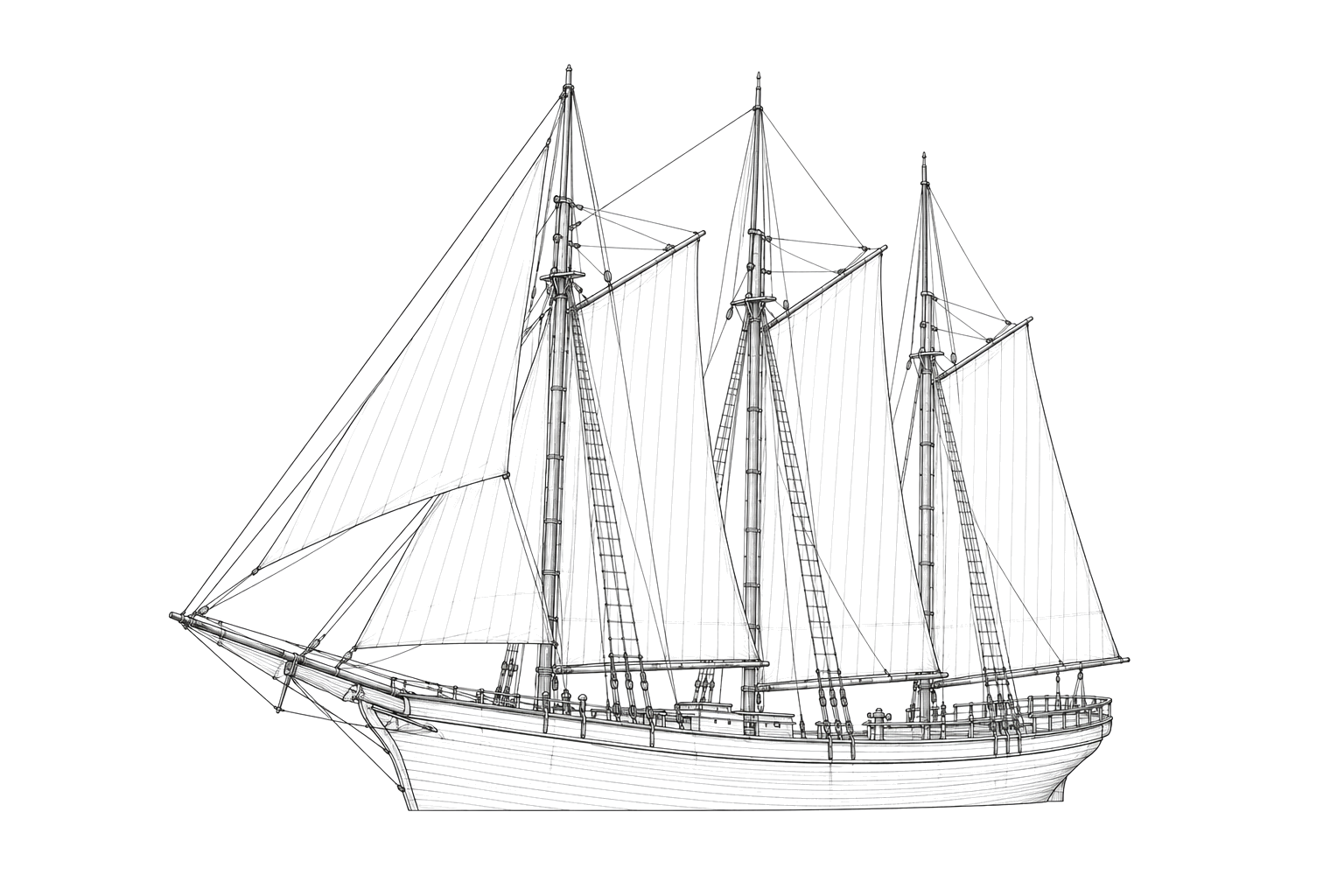 Engraved line drawing of the M.J. Cummings