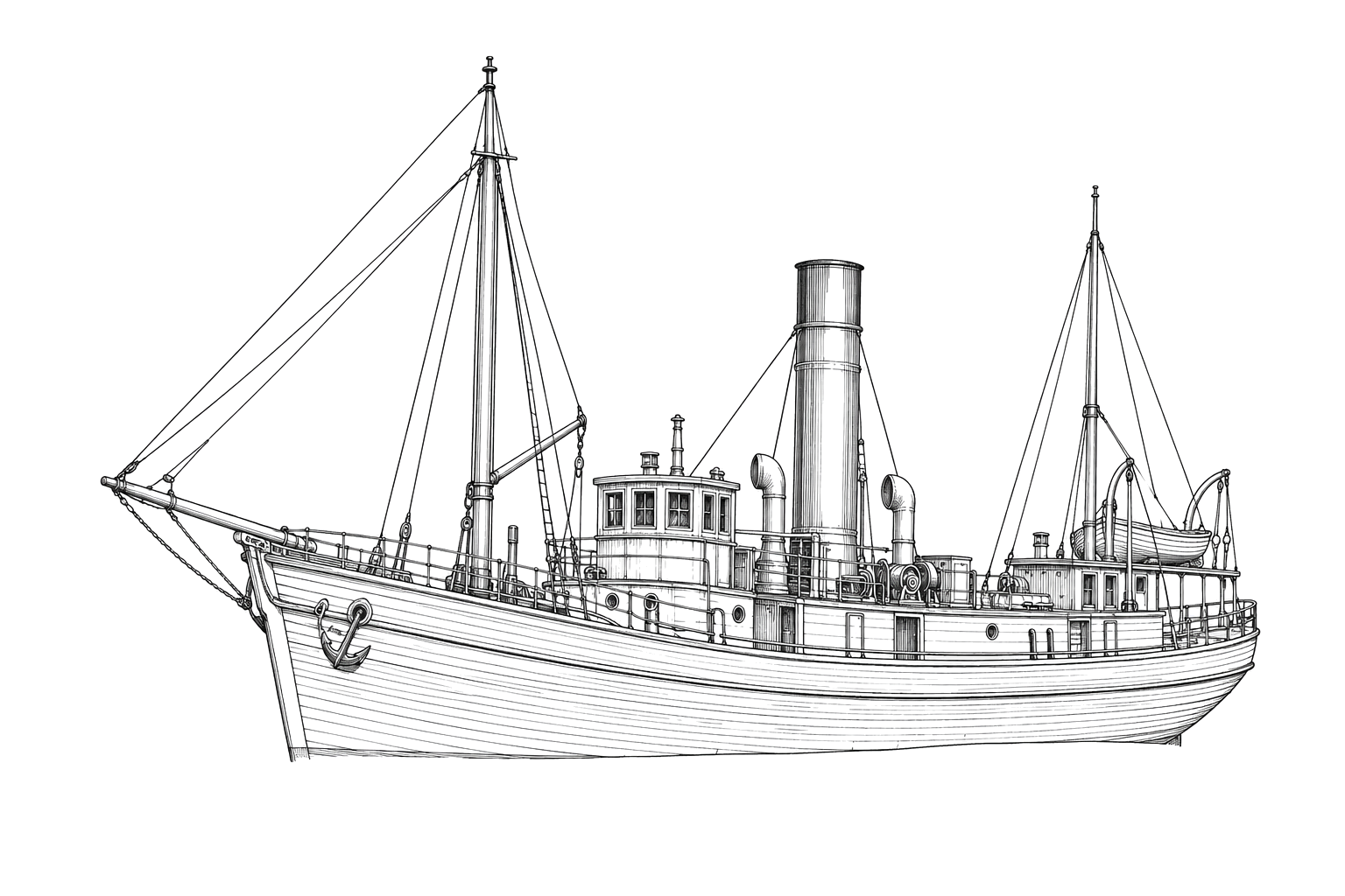 Engraved line drawing of the SS Commodore