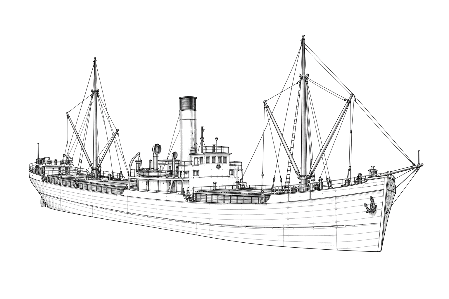 Engraved line drawing of the Anoka