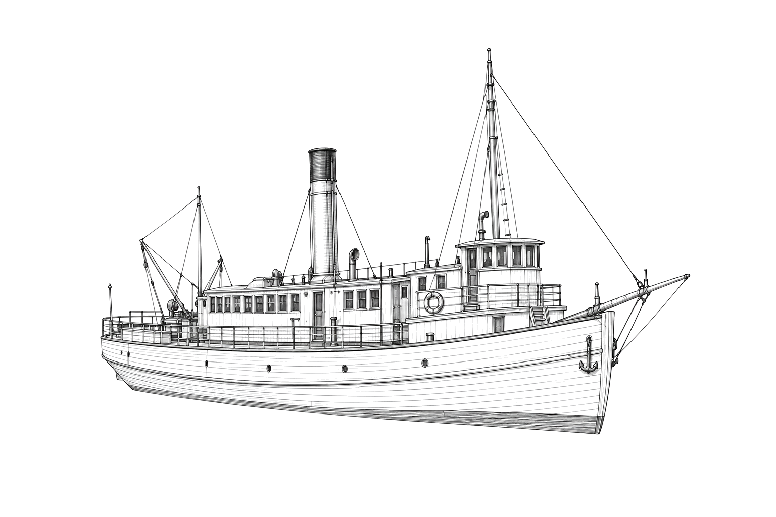 Engraved line drawing of the Elva