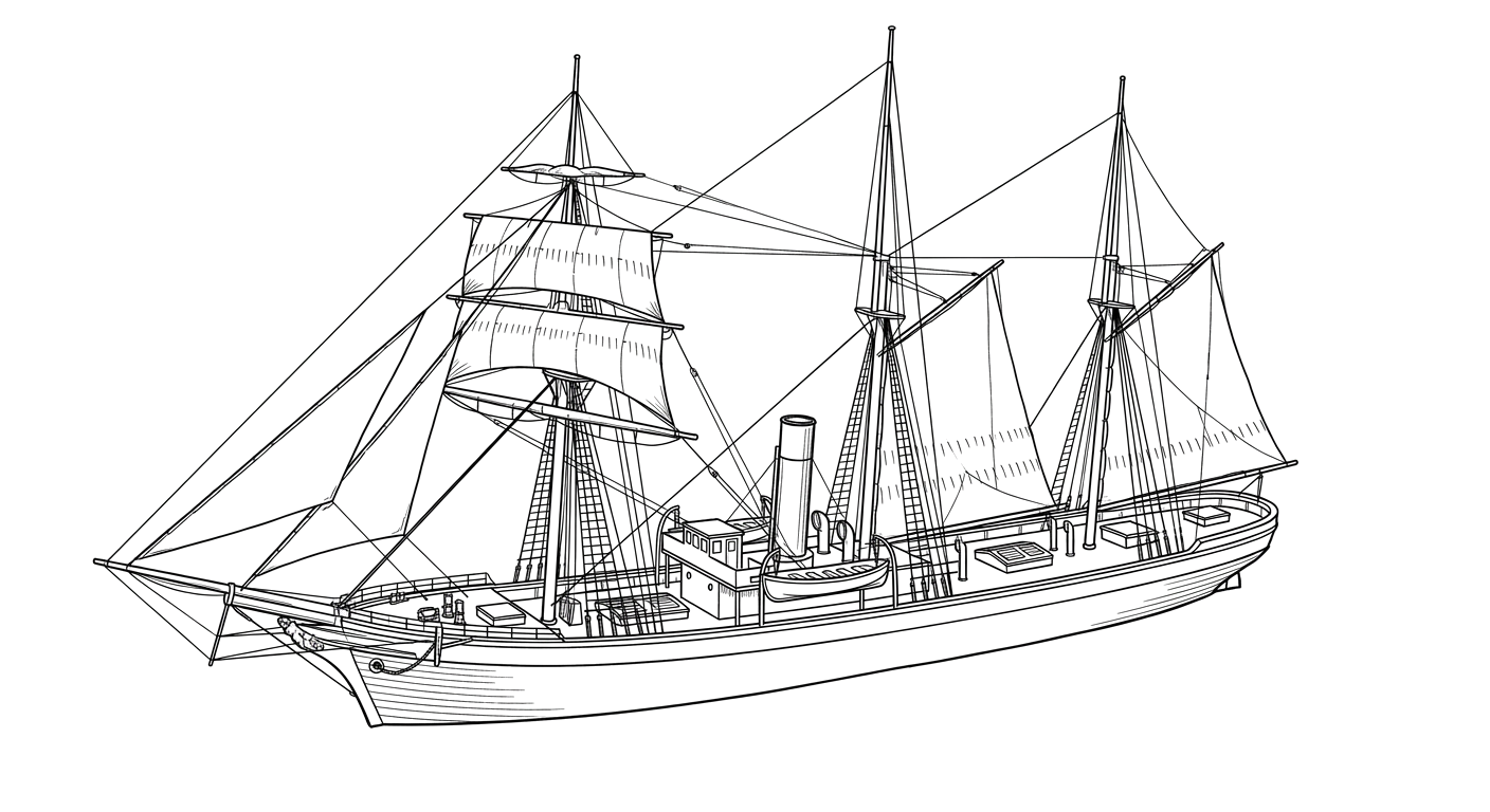 Engraved line drawing of the USC&GS Carlile P. Patterson