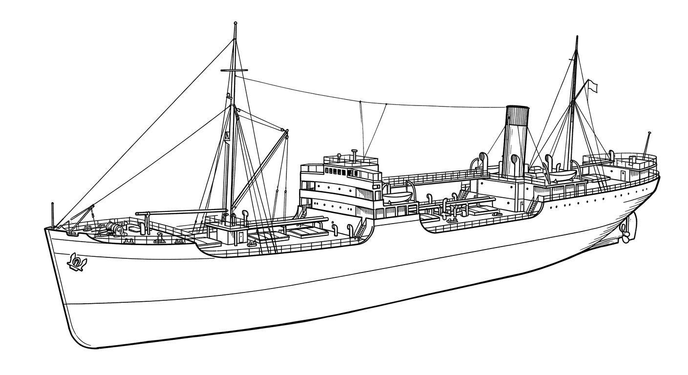 Engraved line drawing of the SS Fort Mercer