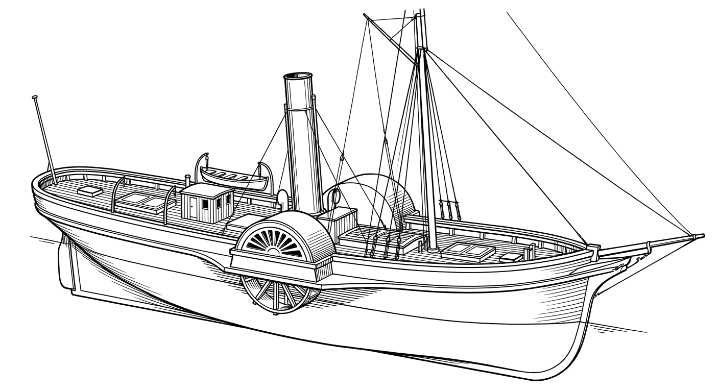 Engraved line drawing of the Julia Palmer