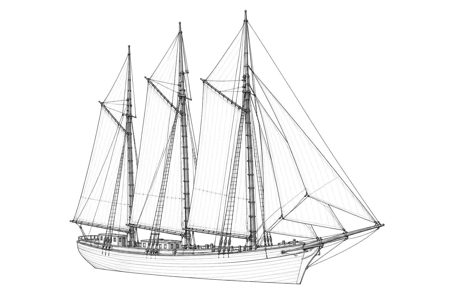 Engraved line drawing of the James H. Hall