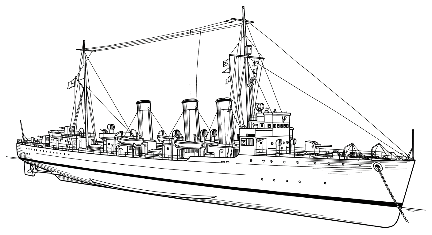 Engraved line drawing of the USS S. P. Lee