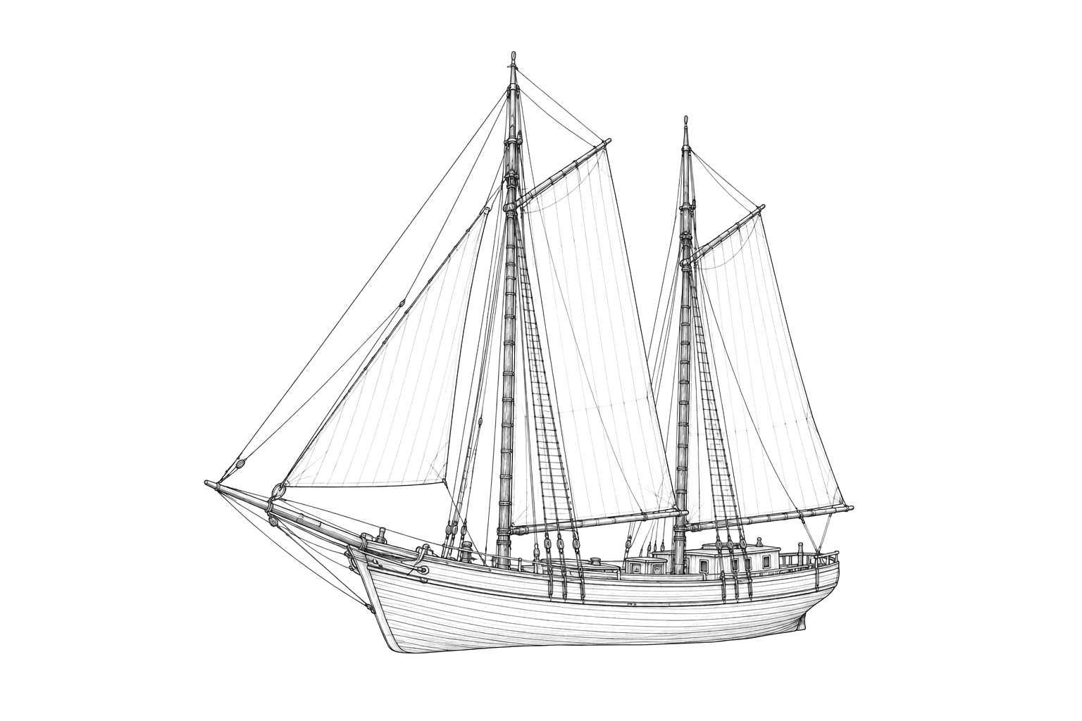 Engraved line drawing of the A.V. Knickerbocker