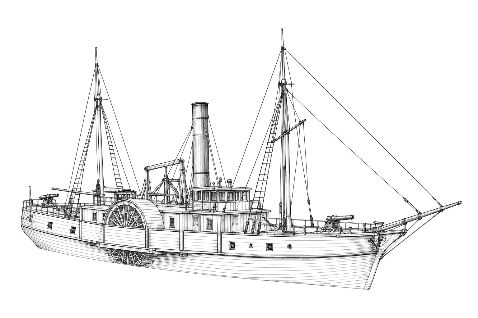 Engraved line drawing of the USS Underwriter