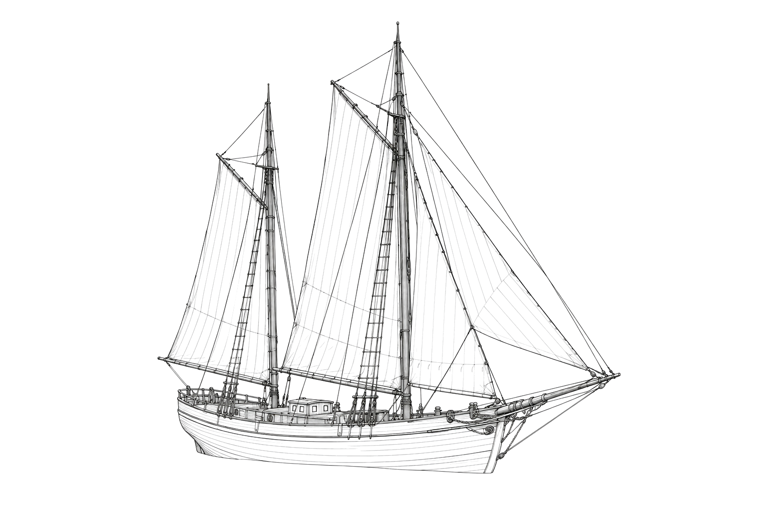 Engraved line drawing of the Sarah