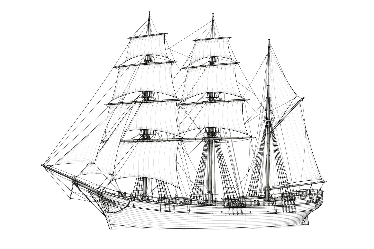Engraved line drawing of the Gananoque