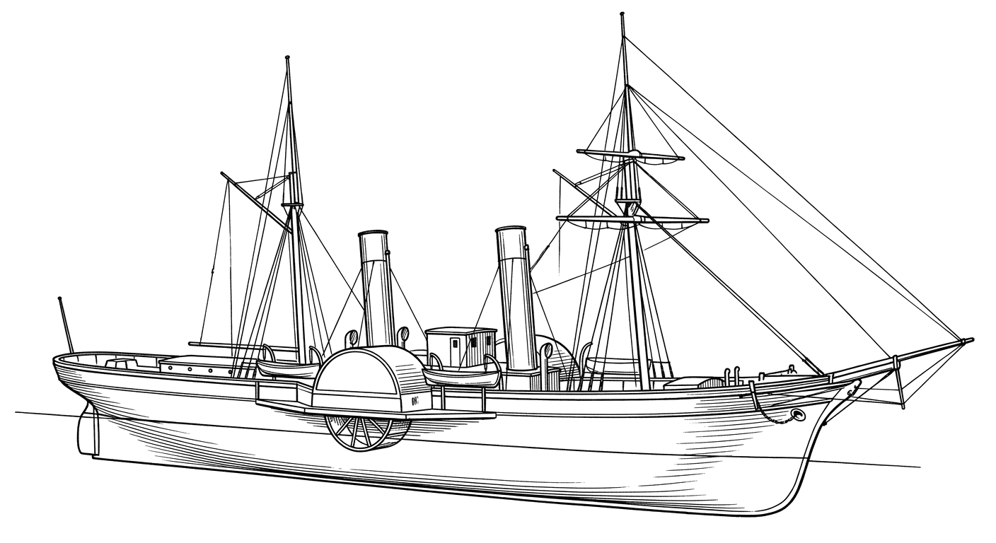 Engraved line drawing of the Elizabeth
