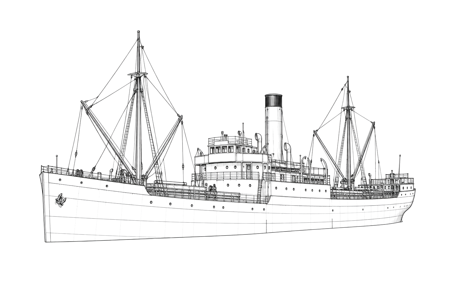 Engraved line drawing of the San Blas