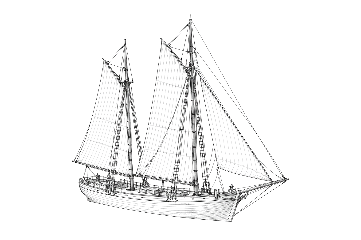 Engraved line drawing of the Mary B. Hale