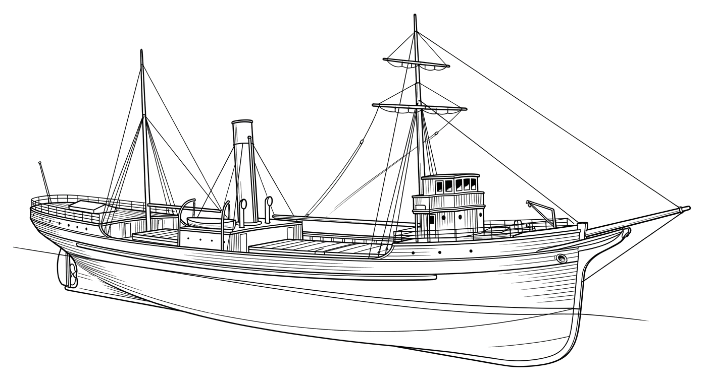 Engraved line drawing of the SS Monarch
