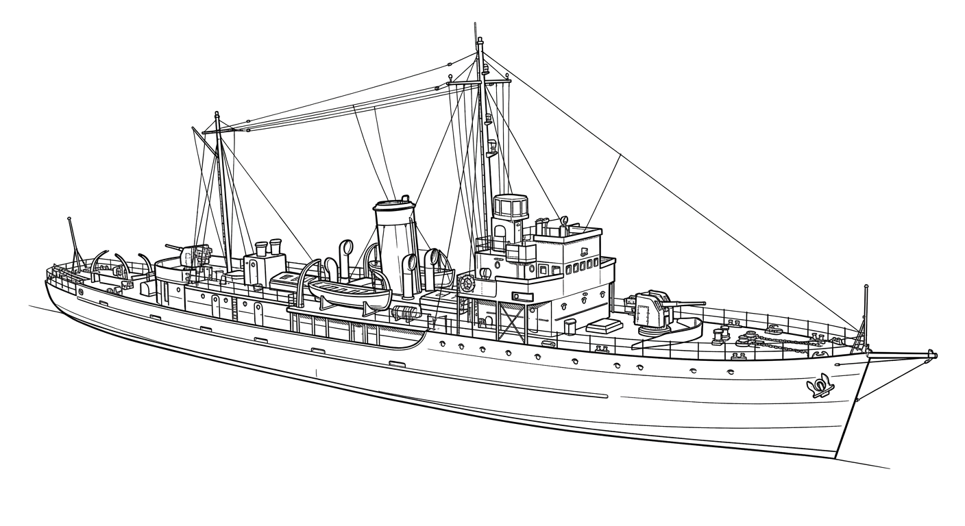 Engraved line drawing of the ARM Santos Degollado