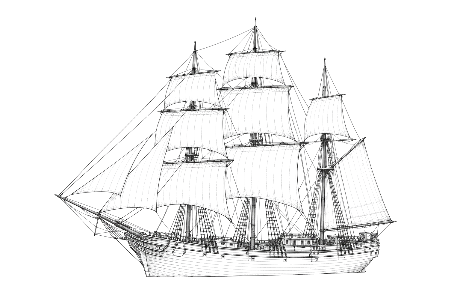 Engraved line drawing of the Wanderer
