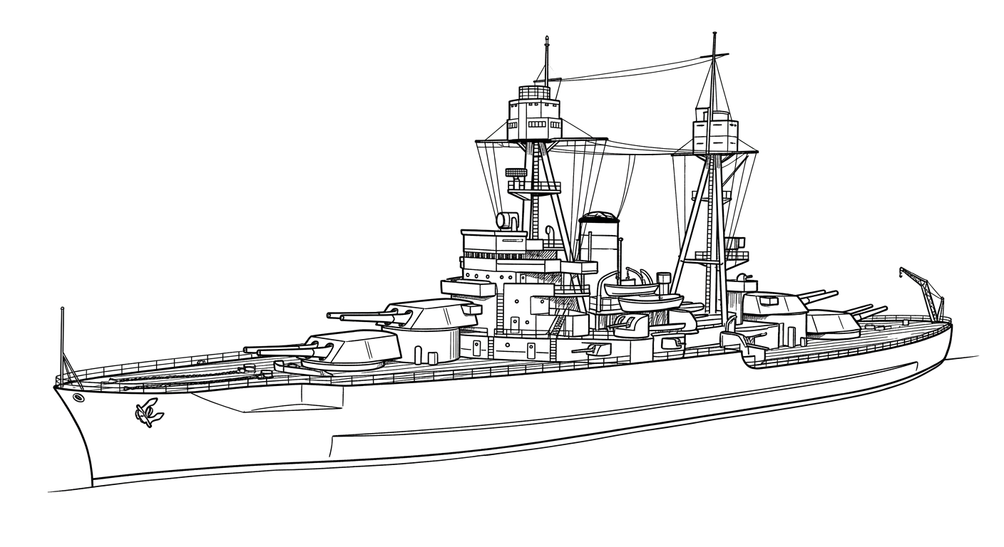 Engraved line drawing of the USS Arizona