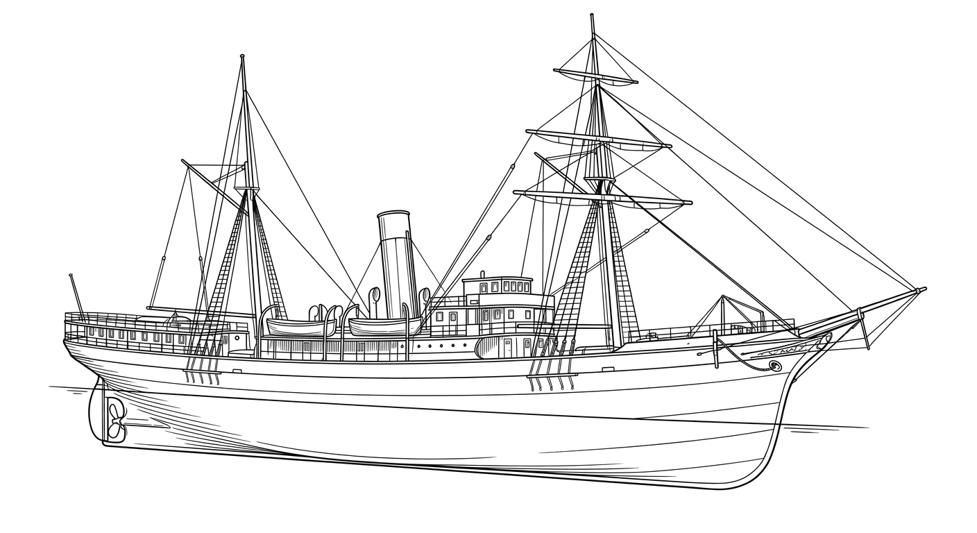 Engraved line drawing of the SS City of Columbus