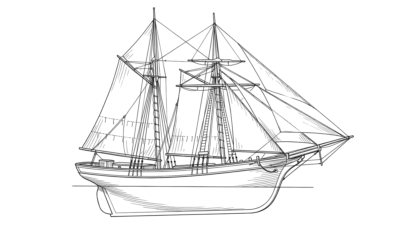 Engraved line drawing of the Charles Dennis