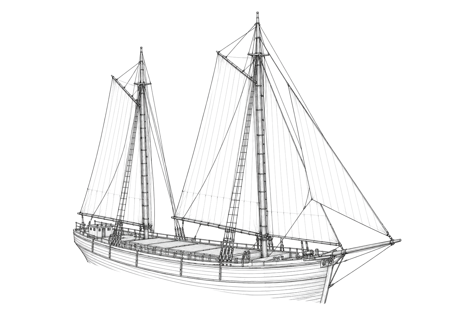 Engraved line drawing of the Ida Corning